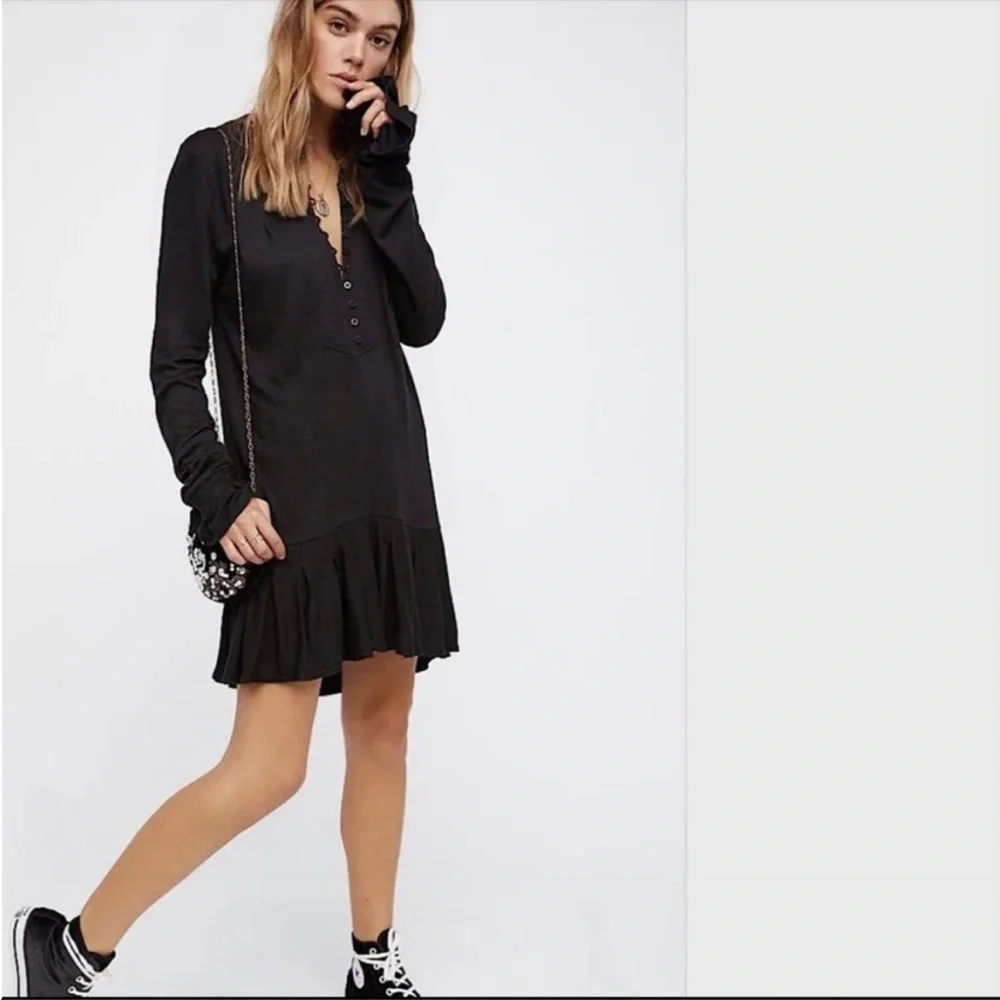 Free People | Your Girl Flounce Hem Knit Henley Tunic Dress - Picture 13 of 13